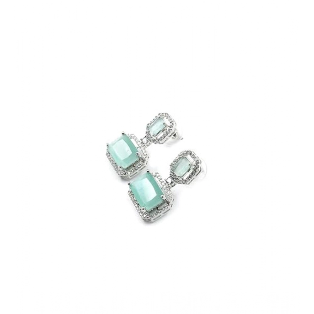 Generic Women's Brass Silver Plated Drop Earrings (Turquoise) Generic Women's Brass Silver Plated Drop Earrings (Turquoise)