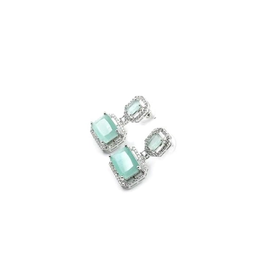 Generic Women's Brass Silver Plated Drop Earrings (Turquoise) Generic Women's Brass Silver Plated Drop Earrings (Turquoise)