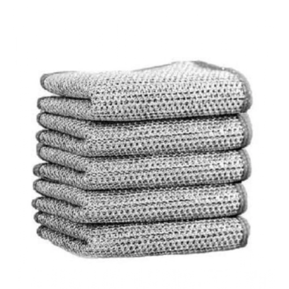 Generic Pack of 5 Stainless Steel Dishwash Scrub (Silver)