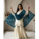 Generic Women's Silk Embroidered 3/4th Sleeve V-Neck Kurti With Sharara Pant and Dupatta Set (Cream & Teal) Generic Women's Silk Embroidered 3/4th Sleeve V-Neck Kurti With Sharara Pant and Dupatta Set (Cream & Teal)