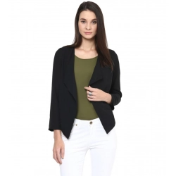 Generic Women's Polyester Solid Long Sleeves Blazer (Black)