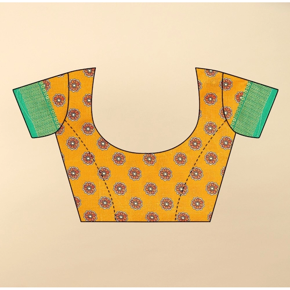 Generic Women's Cotton Silk Printed Saree With Unstitched Blouse 5.5Mtr (Yellow) Generic Women's Cotton Silk Printed Saree With Unstitched Blouse 5.5Mtr (Yellow)