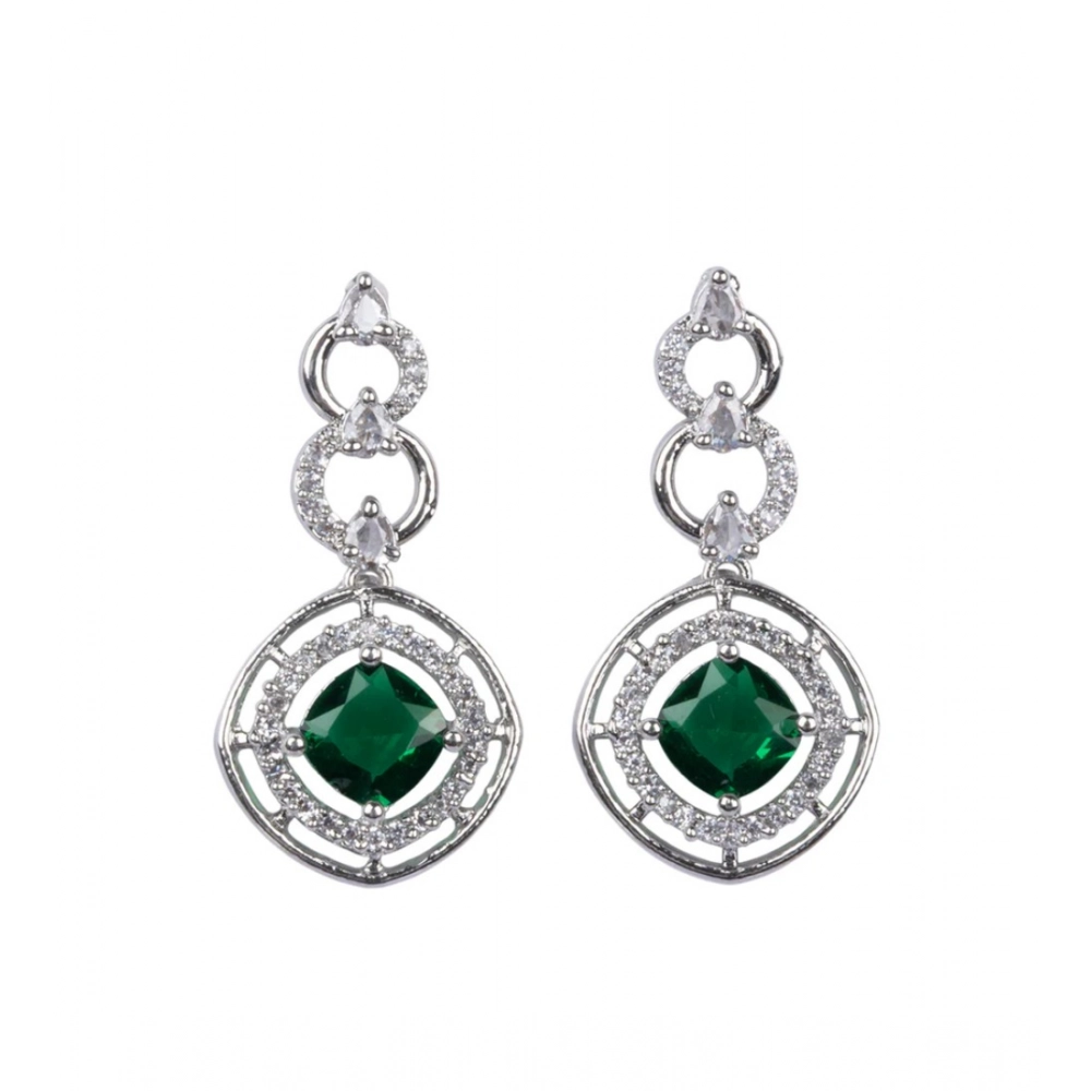 Generic Women's Brass Silver Plated Necklace set (Green) Generic Women's Brass Silver Plated Necklace set (Green)