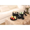 Generic Cotton 3 Pcs Set Roti Box Storage Basket With Lid (Black)