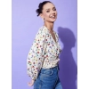 Generic Women's Polyester Floral Long Sleeves Top (Multicolor)