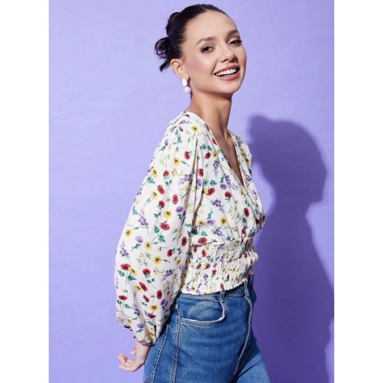 Generic Women's Polyester Floral Long Sleeves Top (Multicolor) Generic Women's Polyester Floral Long Sleeves Top (Multicolor)