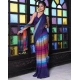 Generic Women's Linen Printed Saree With Unstitched Blouse 5.5Mtr (Navy)