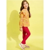 Generic Girl's Polyester Floral One Shoulder Jeggings Set (Yellow-Red) Generic Girl's Polyester Floral One Shoulder Jeggings Set (Yellow-Red)
