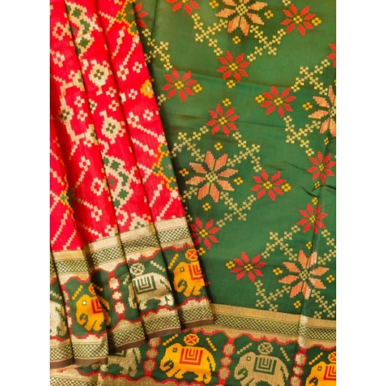 Generic Women's Patola Silk Meena And Zari Woven Saree With Unstitched Blouse 5.5Mtr (Red) Generic Women's Patola Silk Meena And Zari Woven Saree With Unstitched Blouse 5.5Mtr (Red)