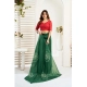 Generic Women's Faux_Linen Printed Ready-to-Wear Saree With Unstitched Blouse 5.5 Mtr (Dark_Green)
