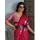 Women's Satin Crepe Printed Saree With Unstitched Blouse 5.5Mtr (Red)