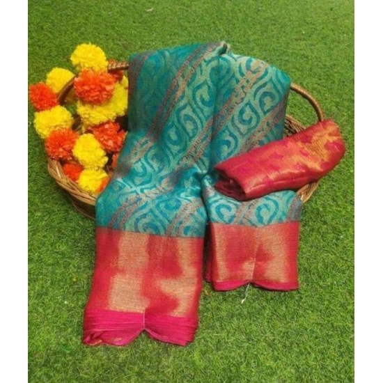 Generic Women's Brasso Printed Saree With Unstitched Blouse 5.5Mtr (Rama) Generic Women's Brasso Printed Saree With Unstitched Blouse 5.5Mtr (Rama)