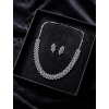 Generic Women's Brass Silver Plated Necklace set (Silver)