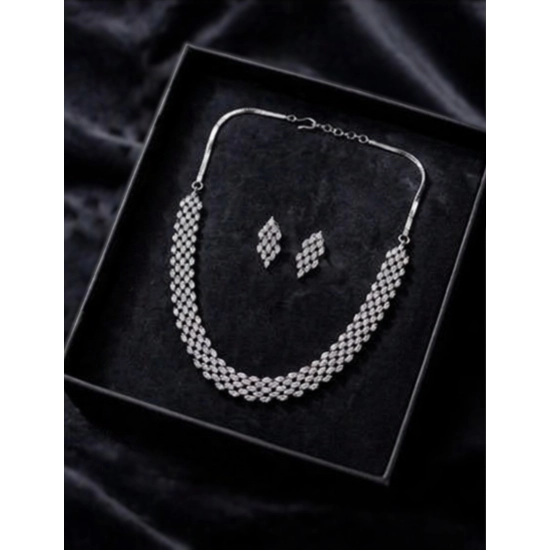 Generic Women's Brass Silver Plated Necklace set (Silver) Generic Women's Brass Silver Plated Necklace set (Silver)