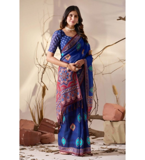 Generic Women's Georgette Printed Saree With Unstitched Blouse 5.5Mtr (Blue) Generic Women's Georgette Printed Saree With Unstitched Blouse 5.5Mtr (Blue)