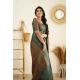 Generic Women's Litchi silk Printed Saree With Unstitched Blouse (Green)