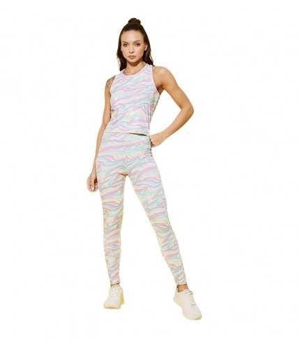 Generic Women's Polyester Lycra Printed Sleeveless Active Wear (Multicolor)