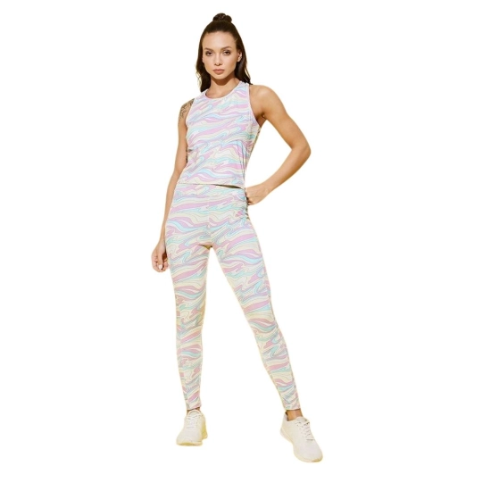 Generic Women's Polyester Lycra Printed Sleeveless Active Wear (Multicolor) Generic Women's Polyester Lycra Printed Sleeveless Active Wear (Multicolor)