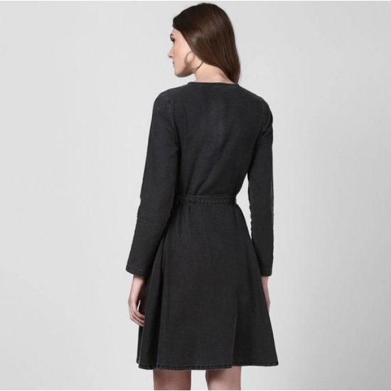 Generic Women's Denim Washed Long Sleeves Dress (Black) Generic Women's Denim Washed Long Sleeves Dress (Black)