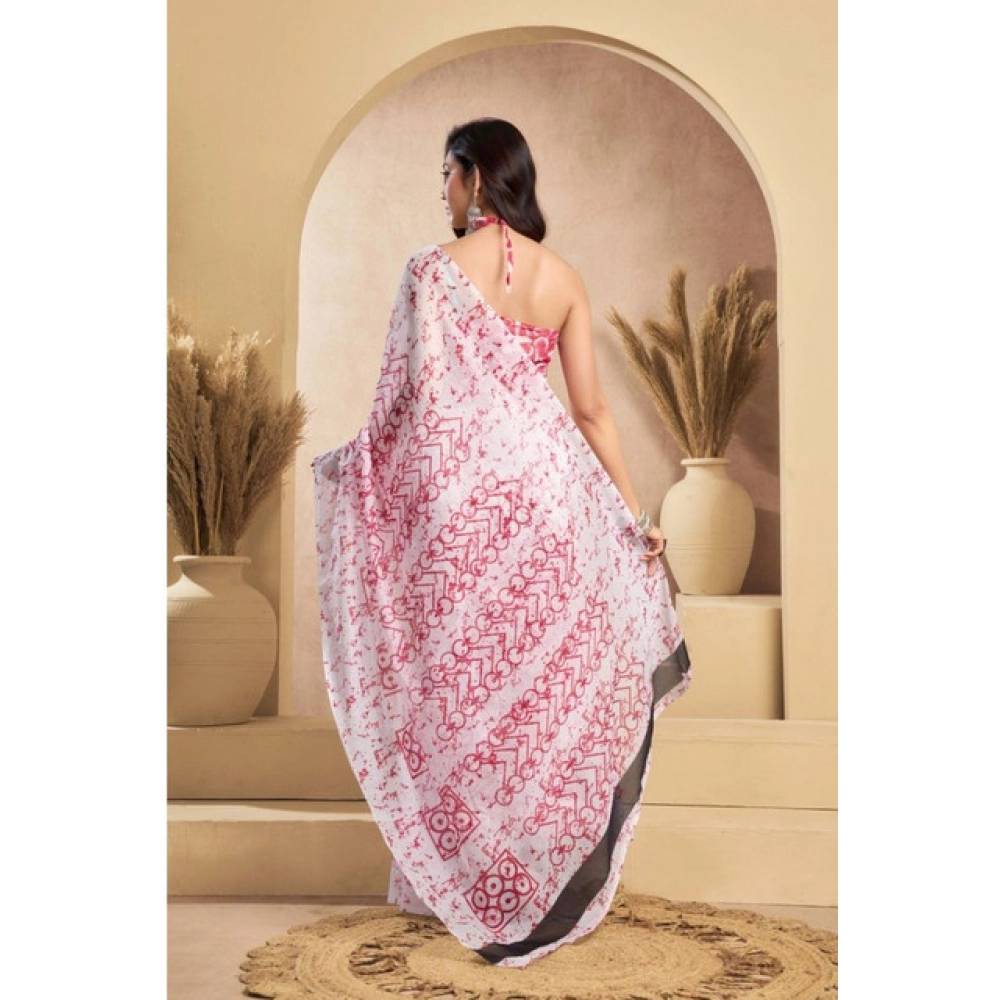 Generic Women's Faux_Linen Printed Ready-to-Wear Saree With Unstitched Blouse 5.5 Mtr (Pink) Generic Women's Faux_Linen Printed Ready-to-Wear Saree With Unstitched Blouse 5.5 Mtr (Pink)