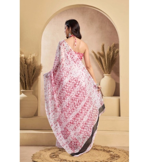 Generic Women's Faux_Linen Printed Ready-to-Wear Saree With Unstitched Blouse 5.5 Mtr (Pink) Generic Women's Faux_Linen Printed Ready-to-Wear Saree With Unstitched Blouse 5.5 Mtr (Pink)