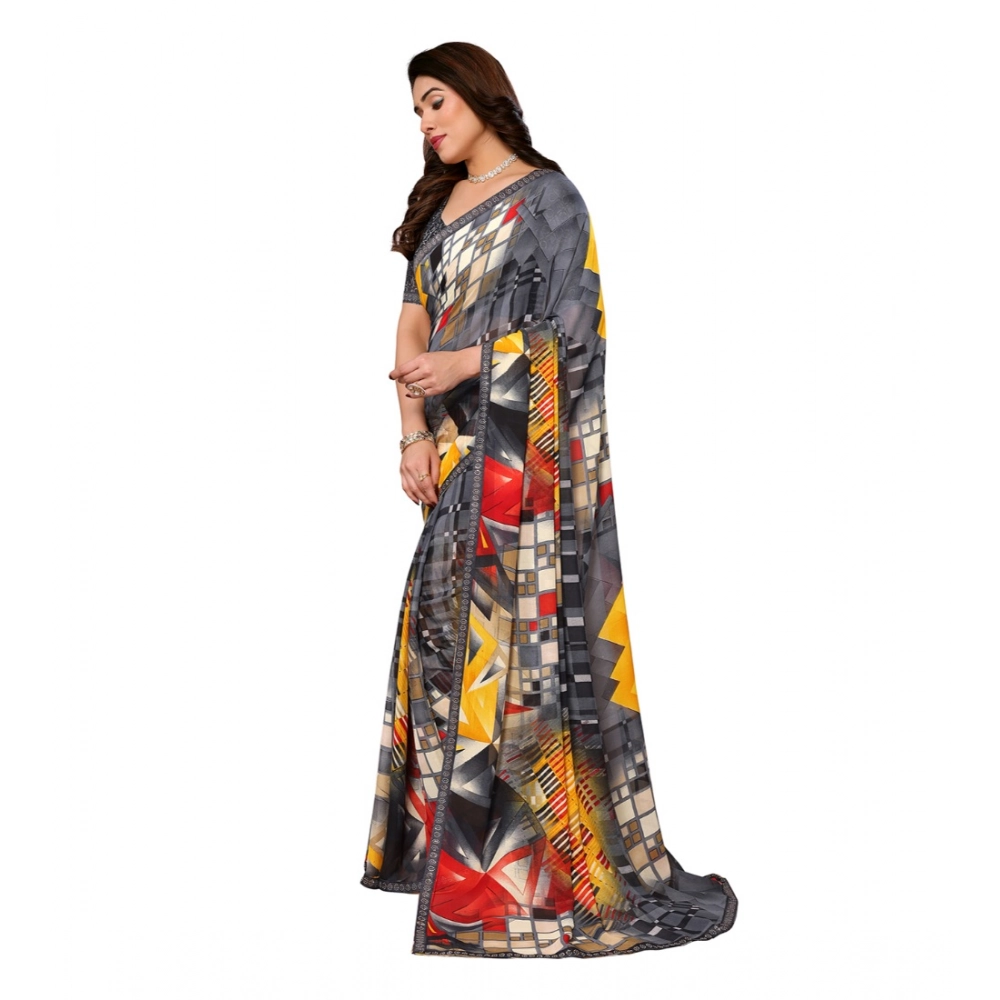 Generic Women's Georgette Printed Saree With Unstitched Blouse 5.5Mtr (Multicolor) Generic Women's Georgette Printed Saree With Unstitched Blouse 5.5Mtr (Multicolor)