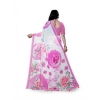 Generic Women's Georgette Floral Printed Saree With Unstitched Blouse 5.5Mtr (Pink)