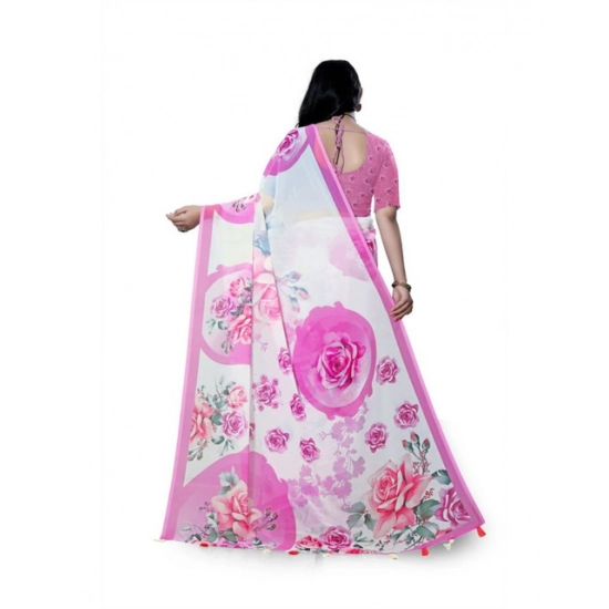 Generic Women's Georgette Floral Printed Saree With Unstitched Blouse 5.5Mtr (Pink) Generic Women's Georgette Floral Printed Saree With Unstitched Blouse 5.5Mtr (Pink)