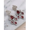 Generic Women's Brass Silver Plated Drop Earrings (Red)