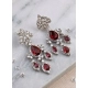 Generic Women's Brass Silver Plated Drop Earrings (Red) Generic Women's Brass Silver Plated Drop Earrings (Red)