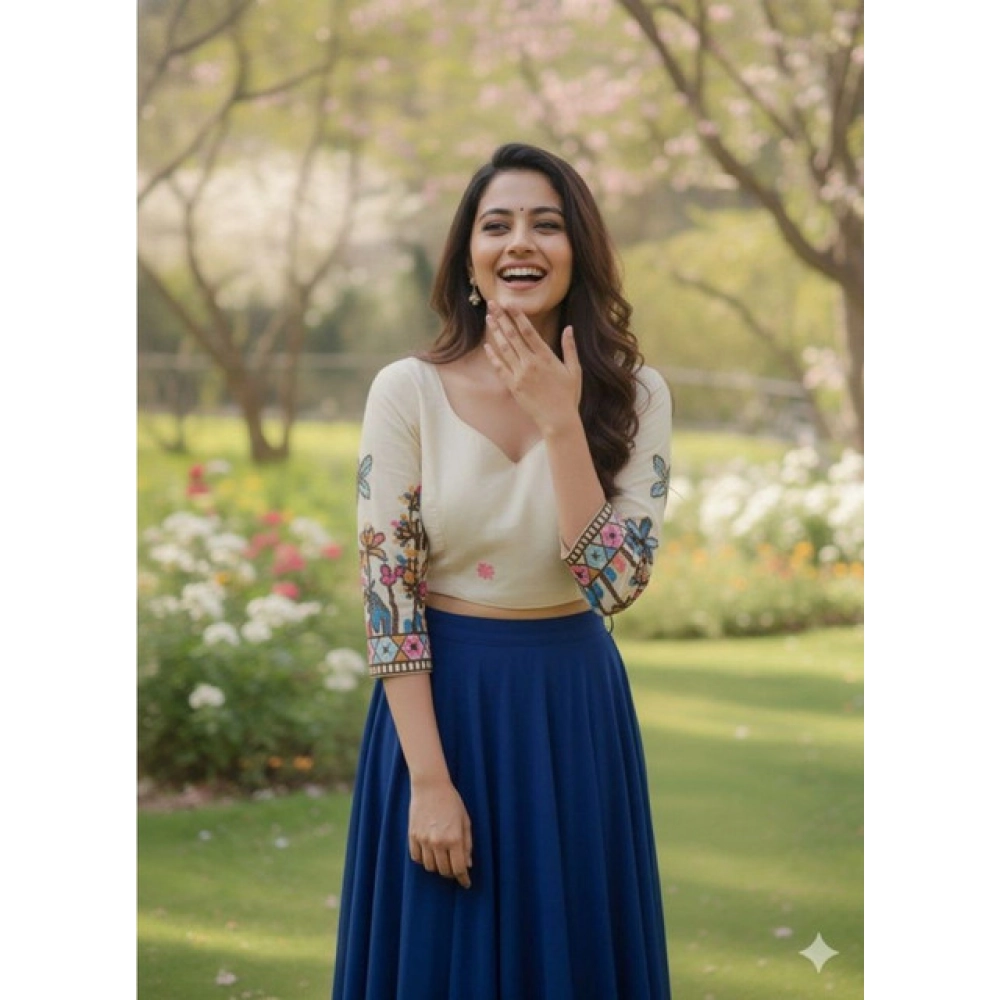 Generic Women's Cambric Cotton Round Neck Padded Blouse (White, 38 Ready Size (Self-Alterable 36–40) Generic Women's Cambric Cotton Round Neck Padded Blouse (White, 38 Ready Size (Self-Alterable 36–40)