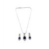 Generic Women's Brass Silver Plated Pendant Set (Blue) Generic Women's Brass Silver Plated Pendant Set (Blue)
