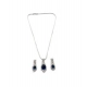 Generic Women's Brass Silver Plated Pendant Set (Blue) Generic Women's Brass Silver Plated Pendant Set (Blue)