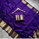 Generic Women's Banarasi Silk Printed Saree With Unstitched Blouse 5.5Mtr (Purple)