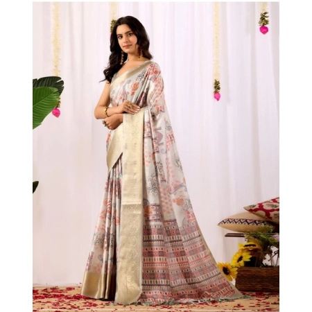 Generic Women's Faux_Silk Printed Saree With Unstitched Blouse 5.5Mtr (Grey) Generic Women's Faux_Silk Printed Saree With Unstitched Blouse 5.5Mtr (Grey)