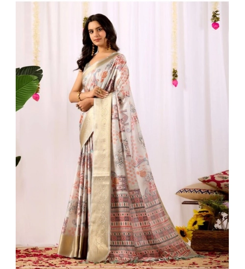 Generic Women's Faux_Silk Printed Saree With Unstitched Blouse 5.5Mtr (Grey) Generic Women's Faux_Silk Printed Saree With Unstitched Blouse 5.5Mtr (Grey)