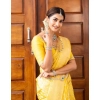 Generic Women's Soft Lichi Silk Printed Saree With Unstitched Blouse 5.5Mtr (Yellow)