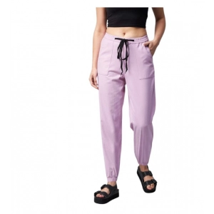 Generic Women's Coton Twill Solid Elasticated Trousers (Lavender)
