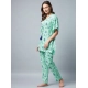 Generic Women's Rayon Floral Kaftan Sleeve Night Suit (Green - Blue) Generic Women's Rayon Floral Kaftan Sleeve Night Suit (Green - Blue)