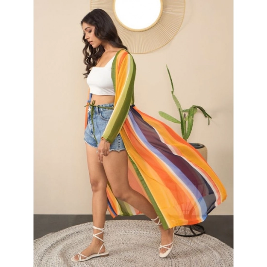 Generic Women's Polyester Crepe Printed Long Sleeves Shrug (Multicolor) Generic Women's Polyester Crepe Printed Long Sleeves Shrug (Multicolor)