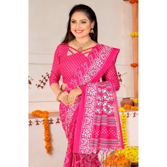 Generic Women's Soft Pure Cotton Printed Saree With Unstitched Blouse 5.5Mtr (Pink) Generic Women's Soft Pure Cotton Printed Saree With Unstitched Blouse 5.5Mtr (Pink)