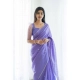 Generic Women's Soft Litchi Silk Jacquard Work Saree With Unstitched Blouse 5.5Mtr (Purple)