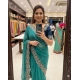 Generic Women's Star Georgette Embroidered Saree With Unstitched Blouse 5.5Mtr (Sea Green)