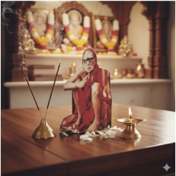 Generic Wooden Kanchi Sri Sankaracharya Maha Periyava Table Top Devotional Player (Multicolor)