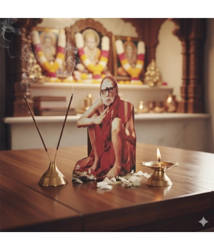 Generic Wooden Kanchi Sri Sankaracharya Maha Periyava Table Top Devotional Player (Multicolor)