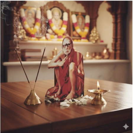 Generic Wooden Kanchi Sri Sankaracharya Maha Periyava Table Top Devotional Player (Multicolor)