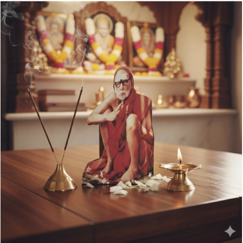 Generic Wooden Kanchi Sri Sankaracharya Maha Periyava Table Top Devotional Player (Multicolor)