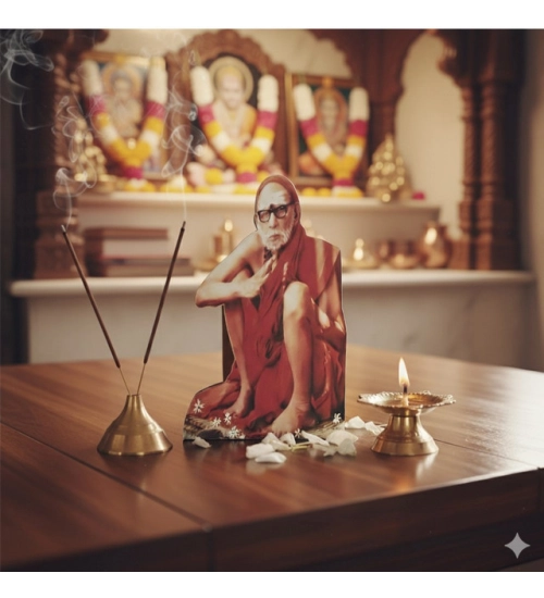 Generic Wooden Kanchi Sri Sankaracharya Maha Periyava Table Top Devotional Player (Multicolor)