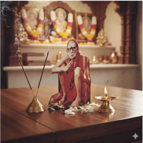 Generic Wooden Kanchi Sri Sankaracharya Maha Periyava Table Top Devotional Player (Multicolor)