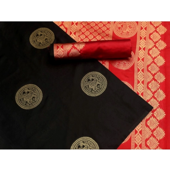 Generic Women's Soft Litchi Silk Jacquard Work Saree With Unstitched Blouse 5.5Mtr (Black) Generic Women's Soft Litchi Silk Jacquard Work Saree With Unstitched Blouse 5.5Mtr (Black)